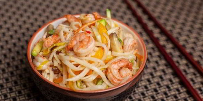 Рецепт лапши вок с креветками