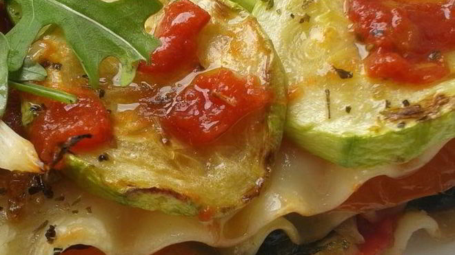 Рецепт Лазаний с кабачками, шпинатом и сладким перцем