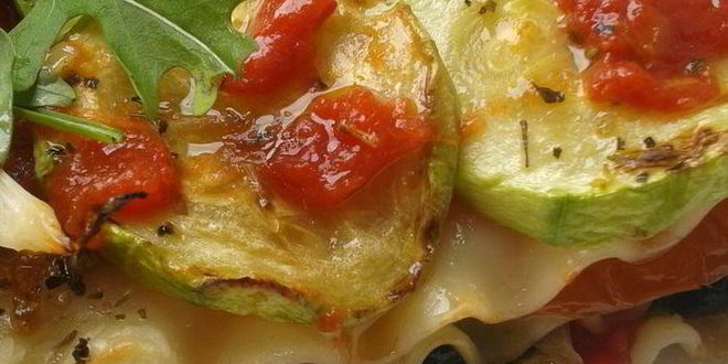 Рецепт лазаний с кабачками, шпинатом и сладким перцем