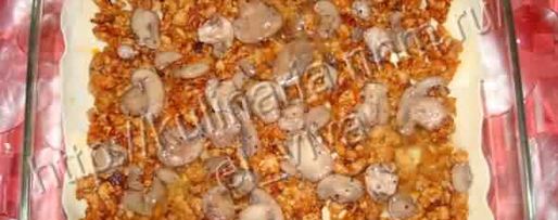 Шаг 62: лазаний с курицей и грибами