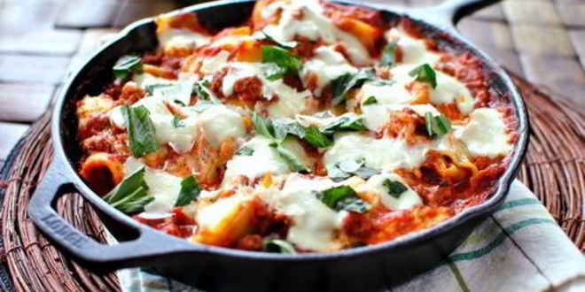 Рецепт мясной лазанья в сковороде