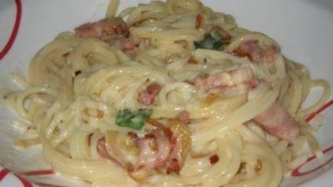 Рецепт Домашней пасты карбонара с ветчиной