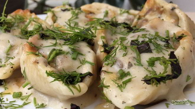 Рецепт Фаршированных макарон ракушки под соусом Бешамель