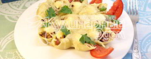 Шаг 7: фаршированных ракушек с грибами и ветчиной