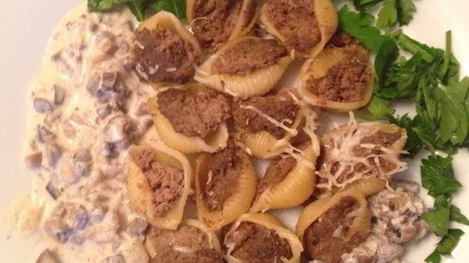 Рецепт Конкилья, фаршированные печеночным паштетом