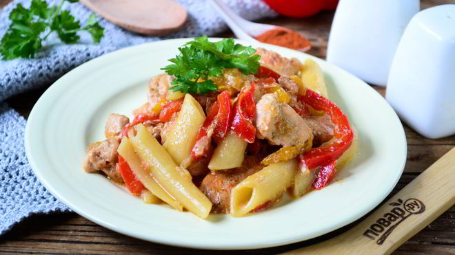 Рецепт Макарон Пенне с курицей по-мексикански