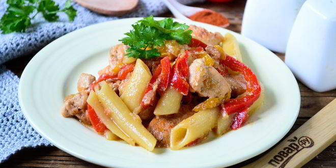 Рецепт макарон пенне с курицей по-мексикански