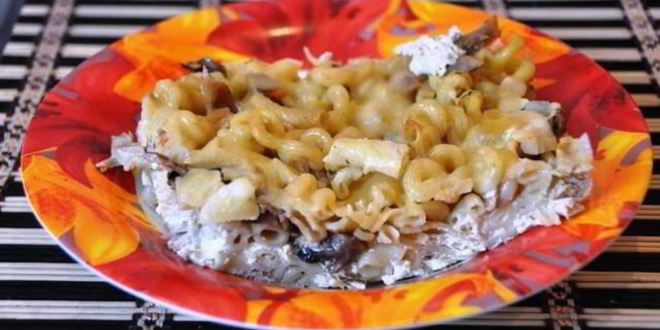 Рецепт макарон с грибами и яйцом