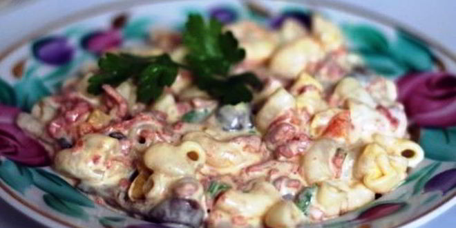 Рецепт макарон с копченой колбасой