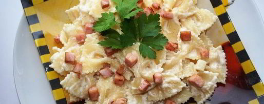 Шаг 13: макарон с окороком и коньячным соусом