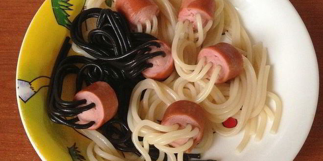 Рецепт макарон с сосисками осьминожки