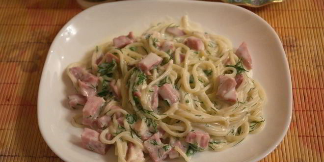 Рецепт макарон с ветчиной