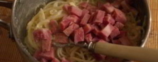 Шаг 4: макарон с ветчиной