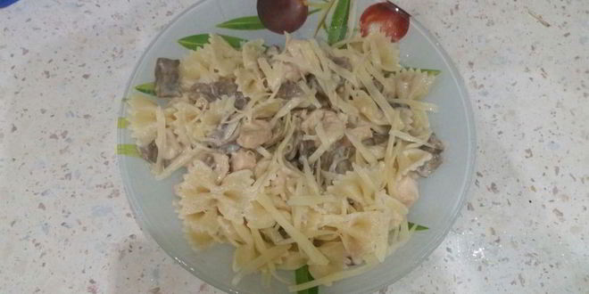 Рецепт пасты фарфалле с курицей и грибами