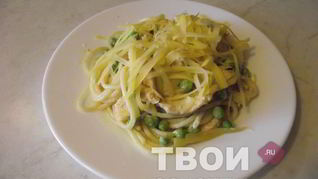 Рецепт Пасты с курицей и зеленым горошком