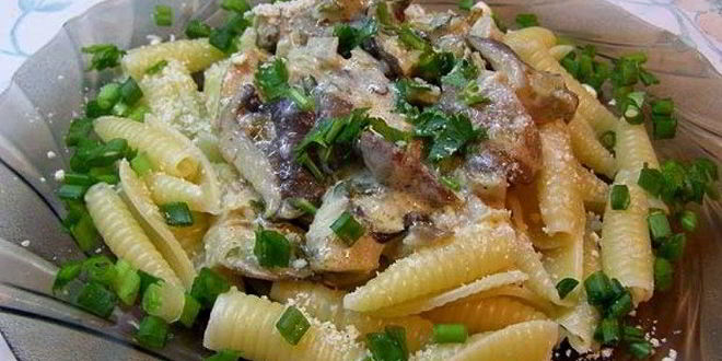 Рецепт пасты с вешенками в сливочном соусе