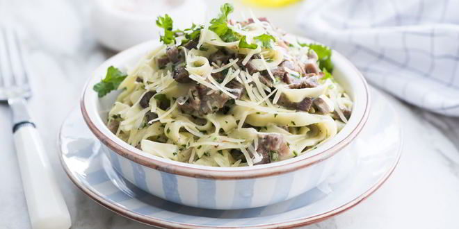 Рецепт пасты с языком в сливочном соусе