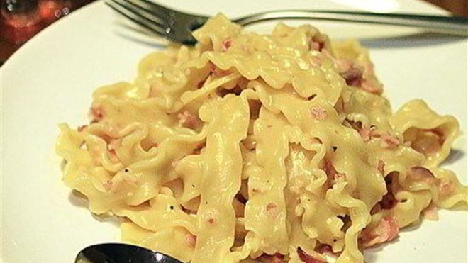 Рецепт Спагетти карбонара с красным луком