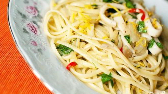 Рецепт Спагетти с кальмарами