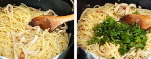 Шаг 4: спагетти с кальмарами