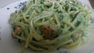 Рецепт Спагетти с лососем и шпинатом