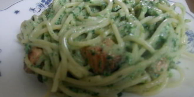 Рецепт спагетти с лососем и шпинатом