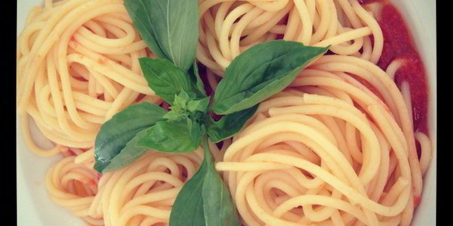 Рецепт спагетти с помидорами черри и базиликом