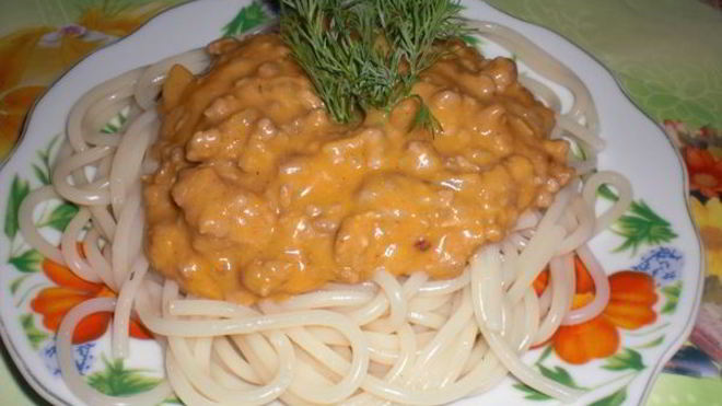 Рецепт Спагетти в соусе Болоньезе с сыром