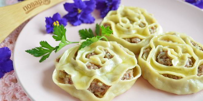 Рецепт мантов в форме розочек