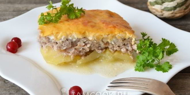 Рецепт мяса по-французски с картофелем и фаршем