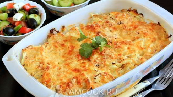 Рецепт Мяса по-французски с курицей и картошкой