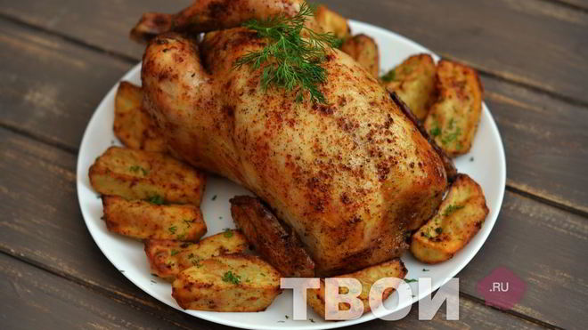 Рецепт Фаршированной курицы с яблоками