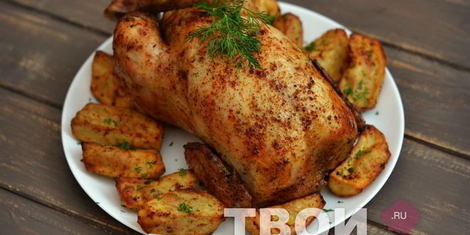 Рецепт фаршированной курицы с яблоками
