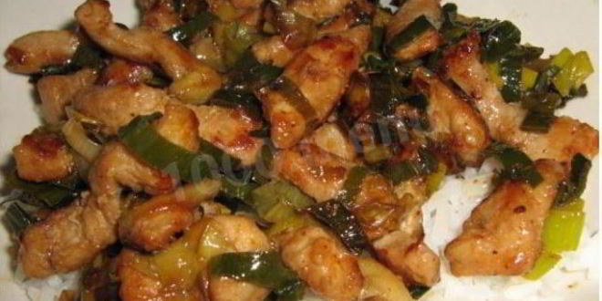 Рецепт говядины с луком-пореем в ароматном соусе по-монгольски