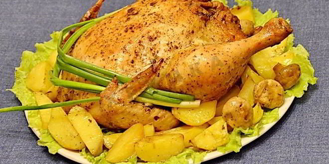Рецепт курицы фаршированной грибами в духовке