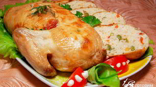 Рецепт Курицы, фаршированной рисом и овощами
