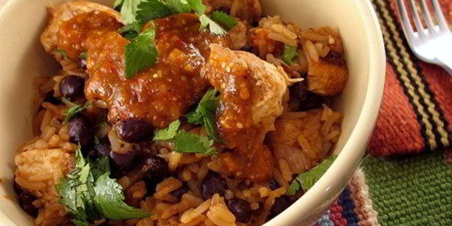 Рецепт курицы и рис с черной фасолью