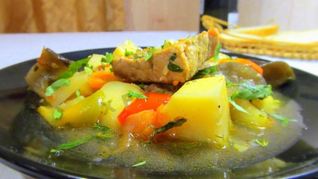 Рецепт Мяса с баклажанами и картофелем в мультиварке