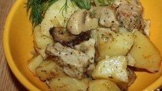 Рецепт Мяса с шампиньонами в мультиварке