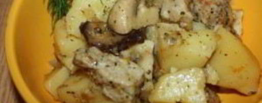 Шаг 4: мяса с шампиньонами в мультиварке