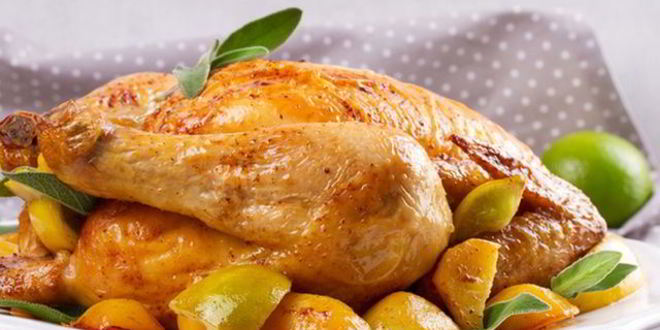 Рецепт запеченного цыпленка с яблоками
