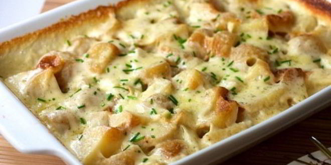 Рецепт гратен из картофеля с грибами и курицей