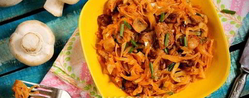 Шаг 7: капусты с мясом и грибами в мультиварке