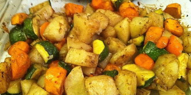 Рецепт картофеля с овощами запеченный