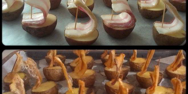 Рецепт картофельных лодочек, запеченных с салом