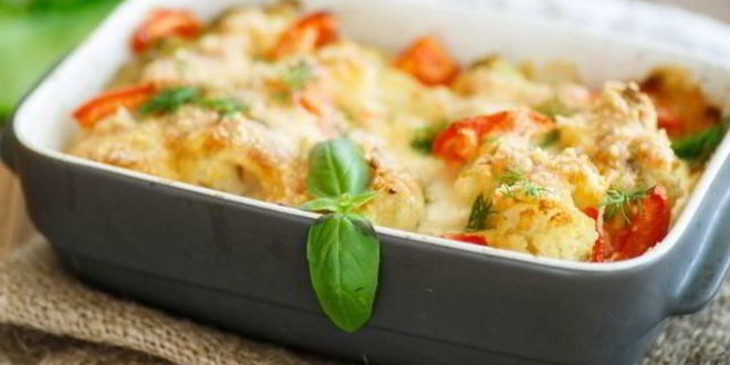 Рецепт цветной капусты, запеченной с помидорами