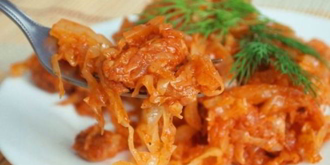 Рецепт тушеной капусты со свининой