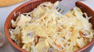 Рецепт Тушеной квашеной капусты с грибами
