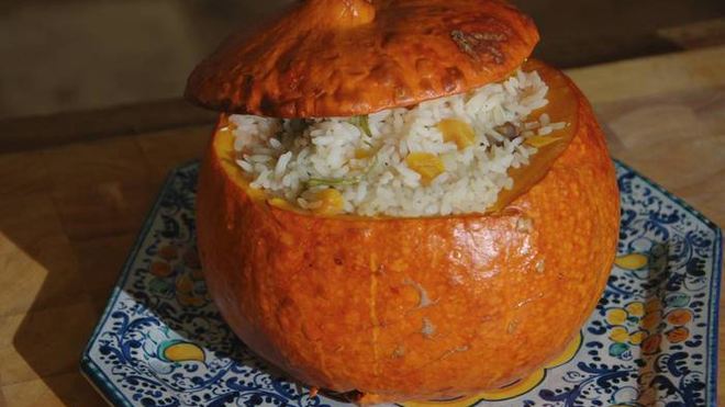 Рецепт Тыквы, фаршированной рисом и сухофруктами