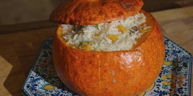 Рецепт тыквы, фаршированной рисом и сухофруктами